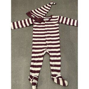 Loved Baby Snap Footie Set Burgundy & Beige 6/9M VGUC
